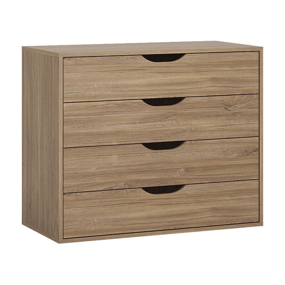 Olympus 4 drawer chest in Stirling Oak with matte black fronts